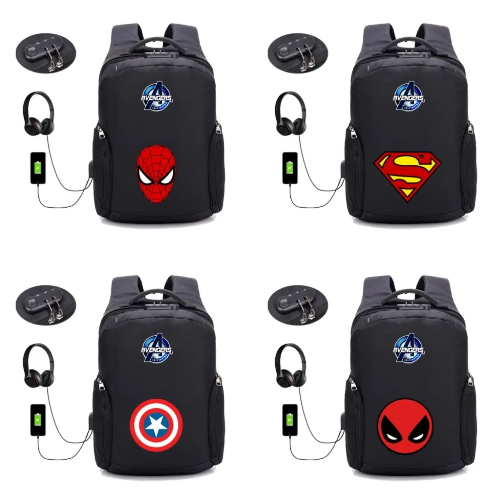 

Marvel Comics Comics School Backpack women men Shoulder Laptop Travel Bag USB Charge Anti-theft Backpack