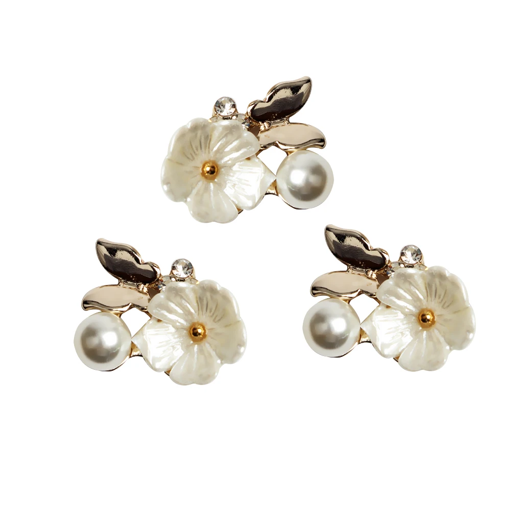 20pcs Mix Gold Base Metal Butterfly Rhinestone Pearl Buttons Flatback Hair Embellishment Button Hairbow Center Decoration Craft