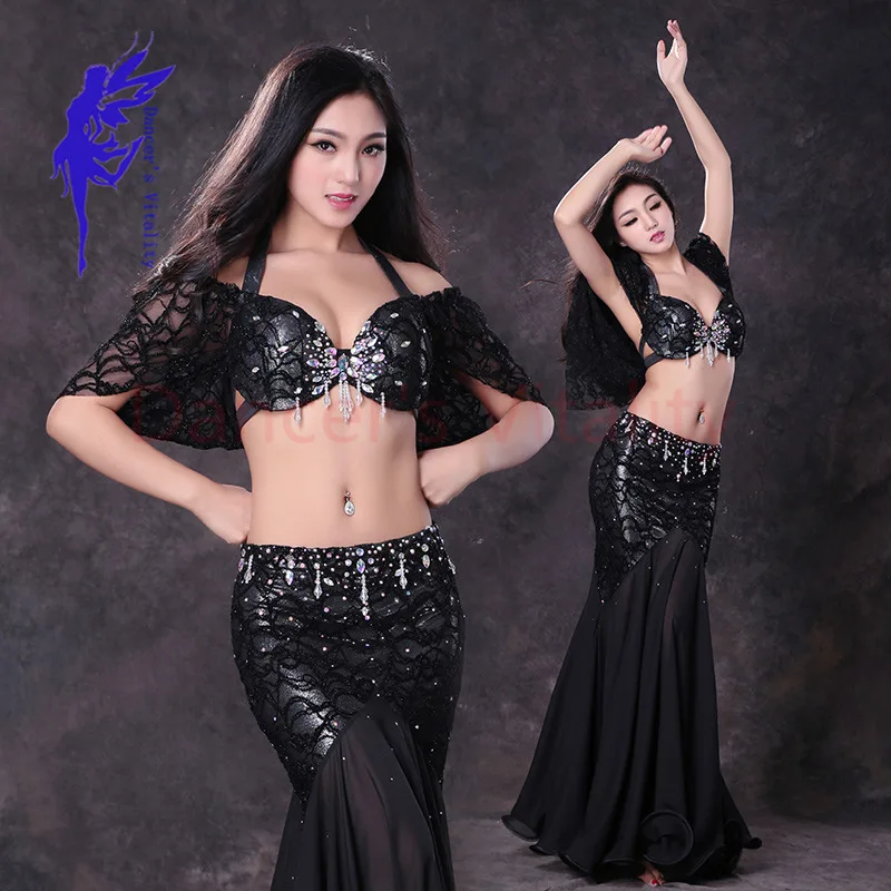 

NEW! lace belly dance costumes senior half sleeves top+long skirt 2pcs belly dance set for women belly dance style suits S M L