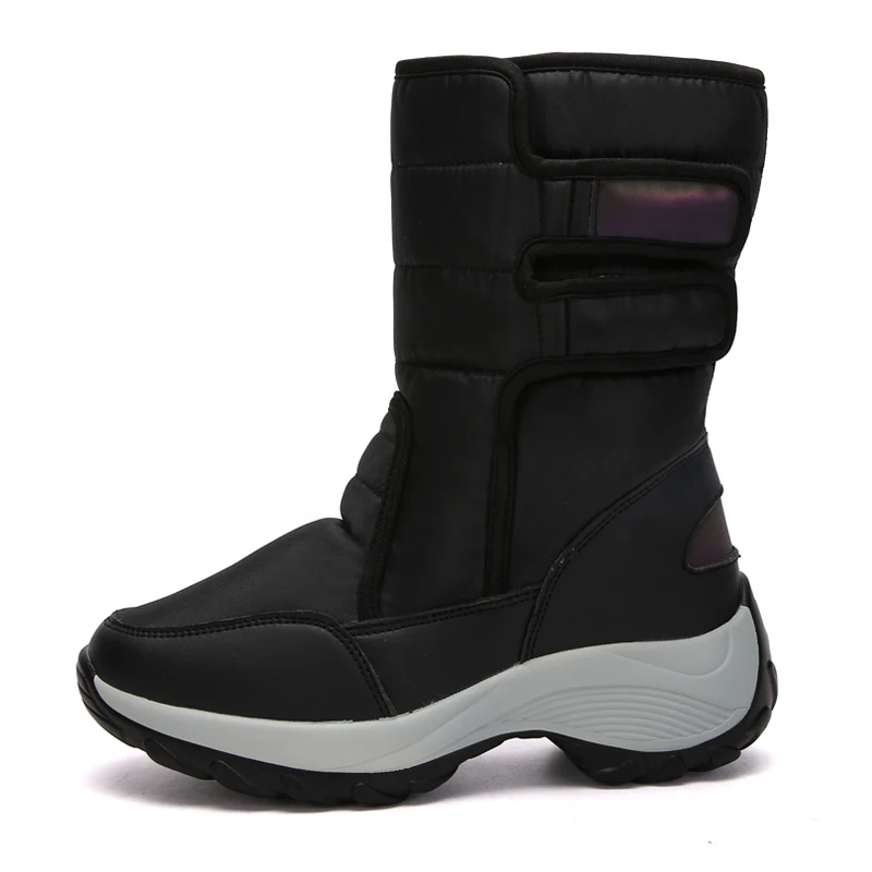 

Female Snow Boots Winter High Top Short Plush Warm Shoes Hook&Loop Thick Sole Waterproof Large Size Women Shoes