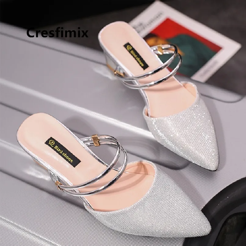 Cresfimix mujer tacones altos для женщин милые пикантные вечерние Серебристые Вечерние туфли