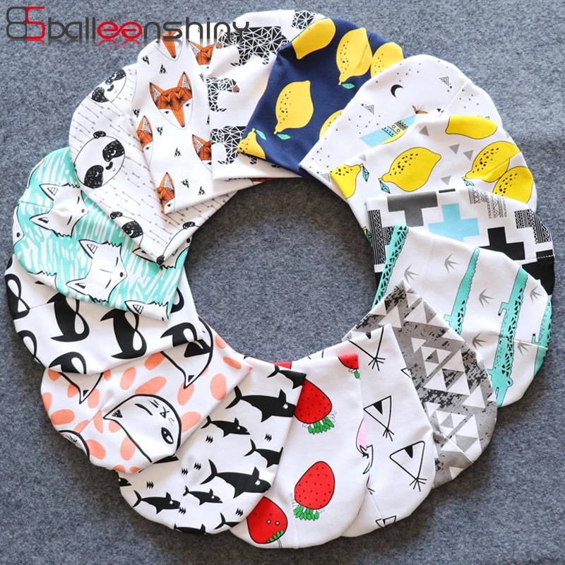 

BalleenShiny Newborn Printing Color Hat Baby Boys Girls Soft Pure Cotton Beanie Hats Child Kids Cartoon Print Photography Props