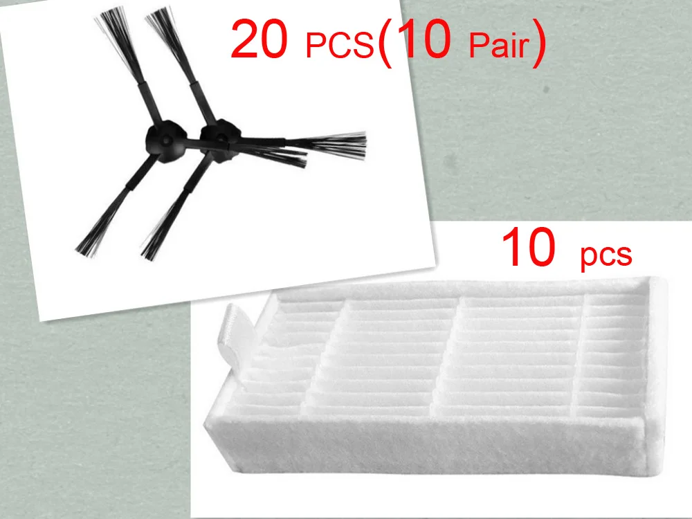 

20 pcs Side Brush and 10 pcs Hepa filter for Panda X500 Ecovacs Mirror CR120 Dibea X500 X600 Panda X500 Vacuum cleaner
