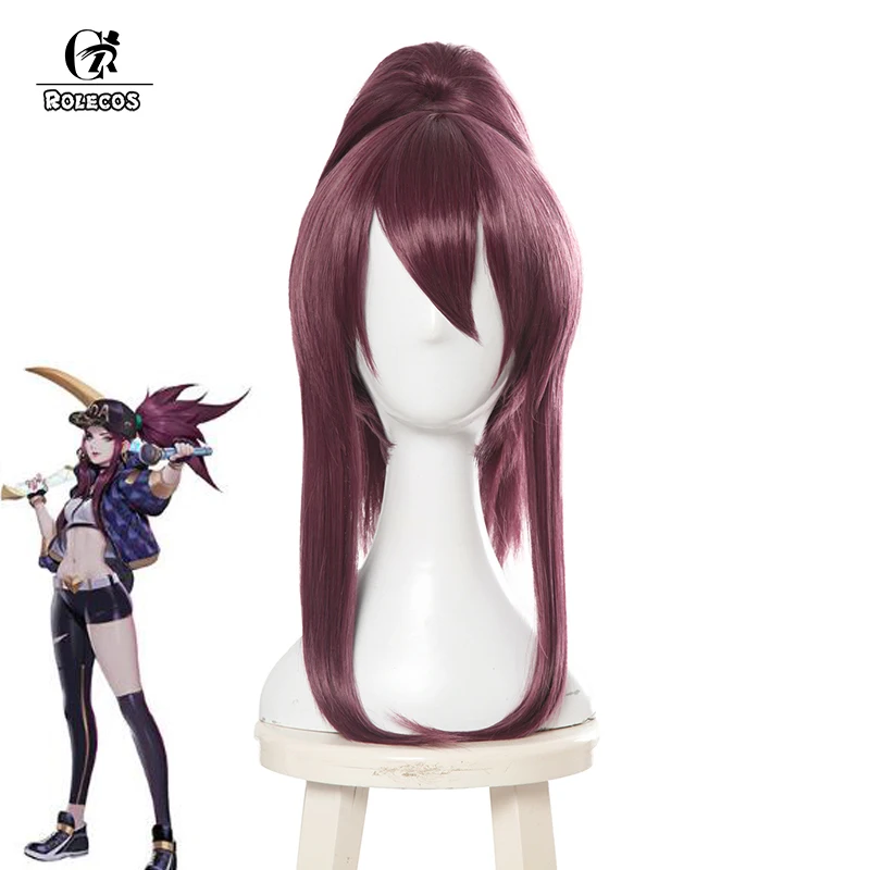 

ROLECOS Game LOL KDA Akali Cosplay Hair LOL K/DA Akali Synthetic Hair New Skin Cosplay Headwear Long Purple Hair for Women