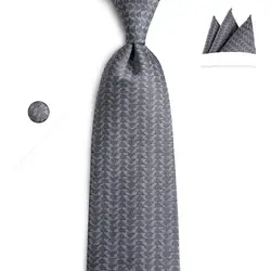 DiBanGu новый мужской классический карманный квадратный галстук серый 8 см Шелковый плетеный мужской Галстук платок Запонки вечерние