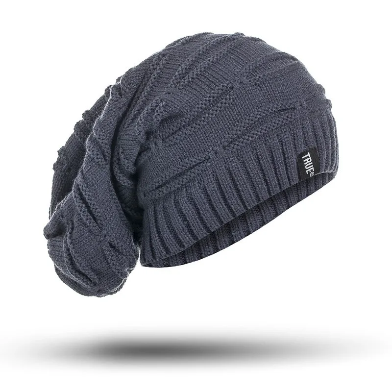 New True Letter Winter Hat Long Size Knitted Cap High Quality Casual Beanies For Men & Women Solid Bonnet Cap plain skully hats