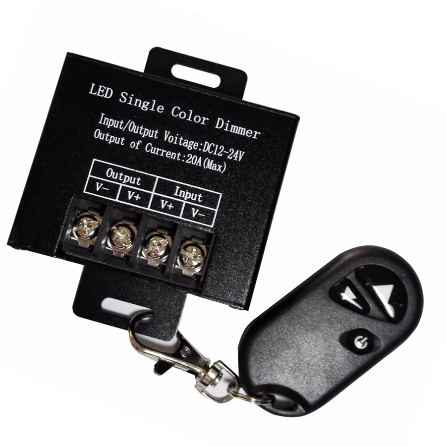 

Single Channel DC 12V 24V 20A LED Dimmer Controller 3Key Wirelss RF Remote Control For Single Color LED Strip light tape