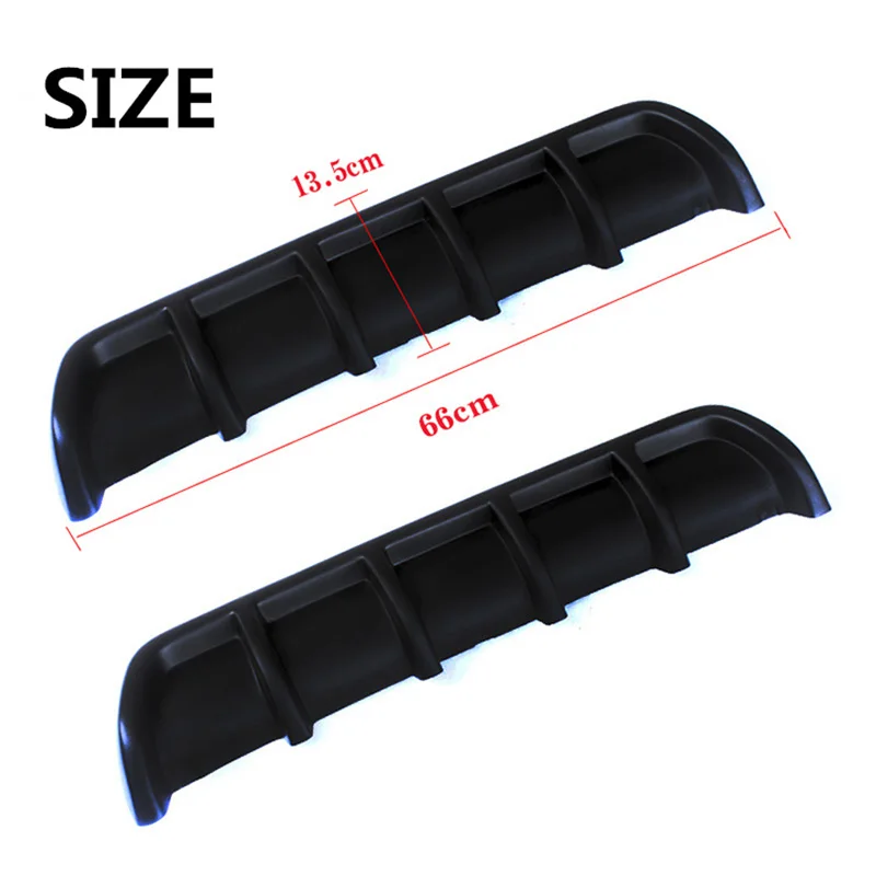 High quality Universal Bumper Lip Diffuser 25x5 Matte Black Rear Shark Fin Added-on Bumper Lip Diffuser Kit  ABS Car-Styling (3)
