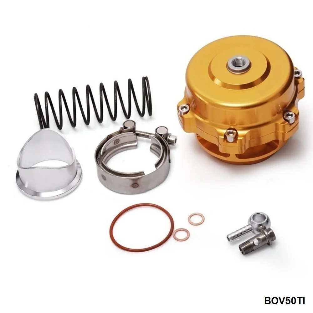 Universal Jdm 50mm V Band Blow Off Valve BOV Q Typer w/ Weld On Aluminum Flange with logo  EP-BOV50TI