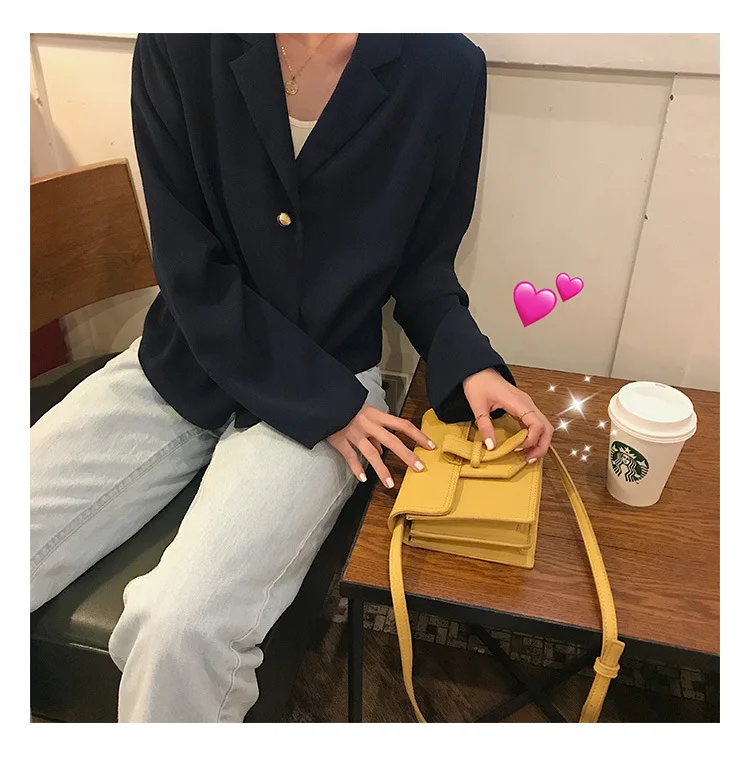 Женская сумка с клапаном, кожаная сумка-мессенджер, Корейская, для девушек, Ретро стиль, Ретро стиль, через плечо, OL, деловой портфель, одноцветная сумка на плечо, синяя, белая