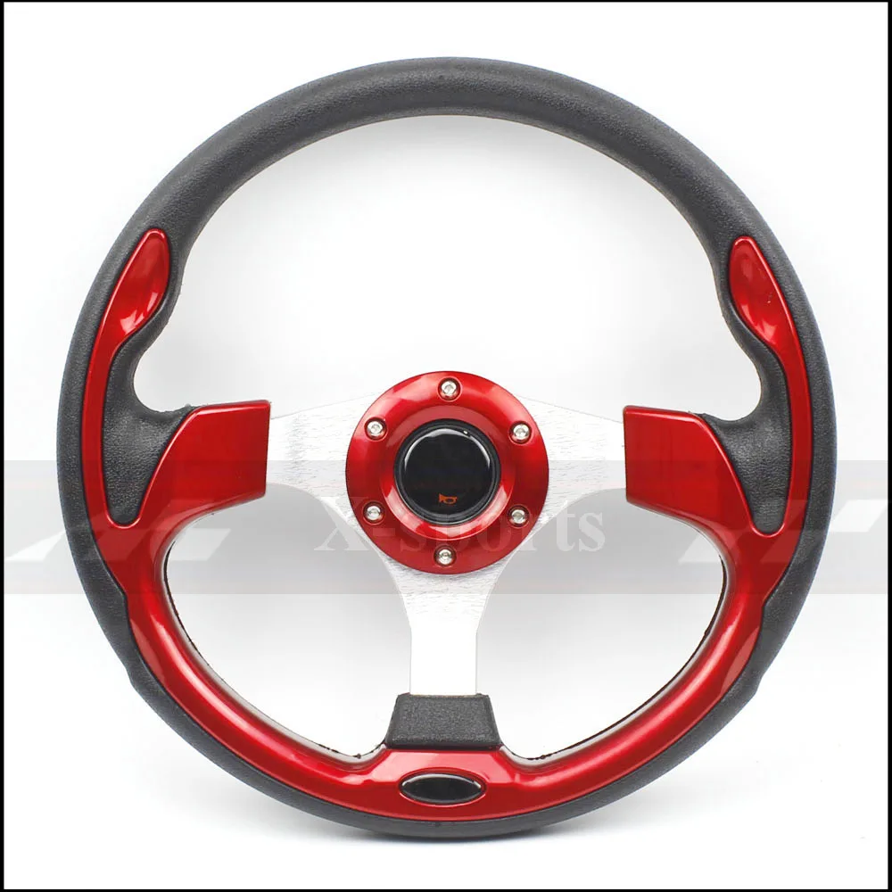 Универсальный 13 дюймов 320 мм алюминиевый PU Спортивное Рулевое Колесо гоночный Тип volante 5 красный синий серебристый карбоновый черный MO - Цвет: Красный
