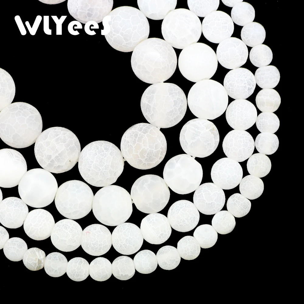 

WLYeeS Natural Stone White Round Weathered carnelian 6 8 10 12mm Loose Beads for Jewelry Bracelets Necklace Making DIY Accessory