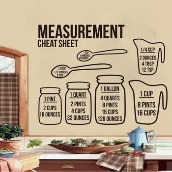 

Kitchen Measurement cheet sheet bundle Wall Sticker Kitchen Dinning Room Mason Jar Conversion Chart Wall Decal Vinyl Home Decor