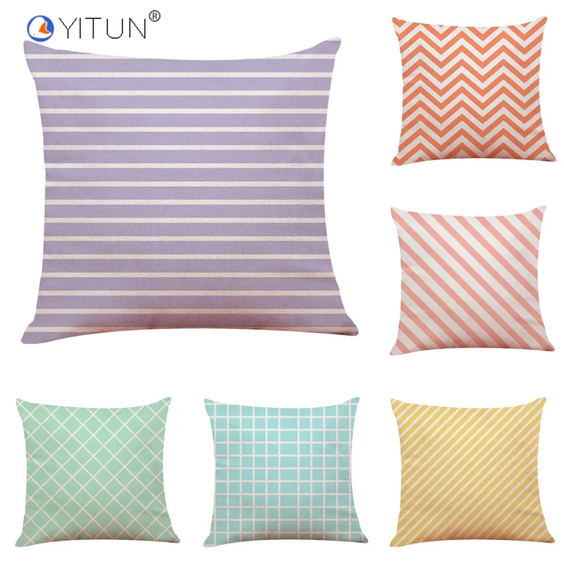 

YITUN 45*45cm Pillow Case Striped Simple Throw Pillowcases Square Printing Pillow Sham Woven Pillow Cover Polyester / Cotton