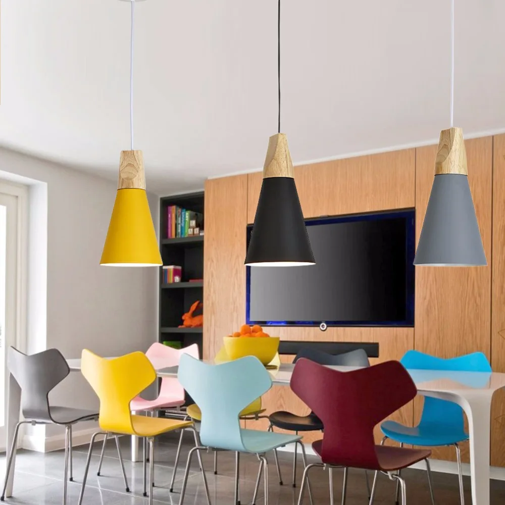 Aliexpresscom Buy Modern Wood Pendant Lights Lamparas Colorful