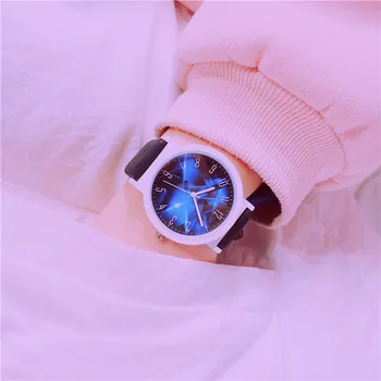 

Futuristic Unique Abstract Pattern Women Man Quartz Watches Leather Simple Female Male Wristwatch Brown Black