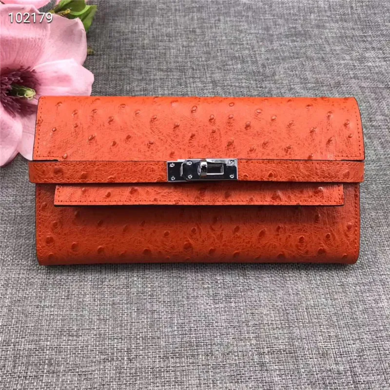 Fashion female ostrich leather wallet polyester casual buckle flip soft new clutch bag purse hand casual multi-function wallet Fashion female ostrich leather wallet polyester casual buckle flip soft new clutch bag purse hand casual multi-function wallet