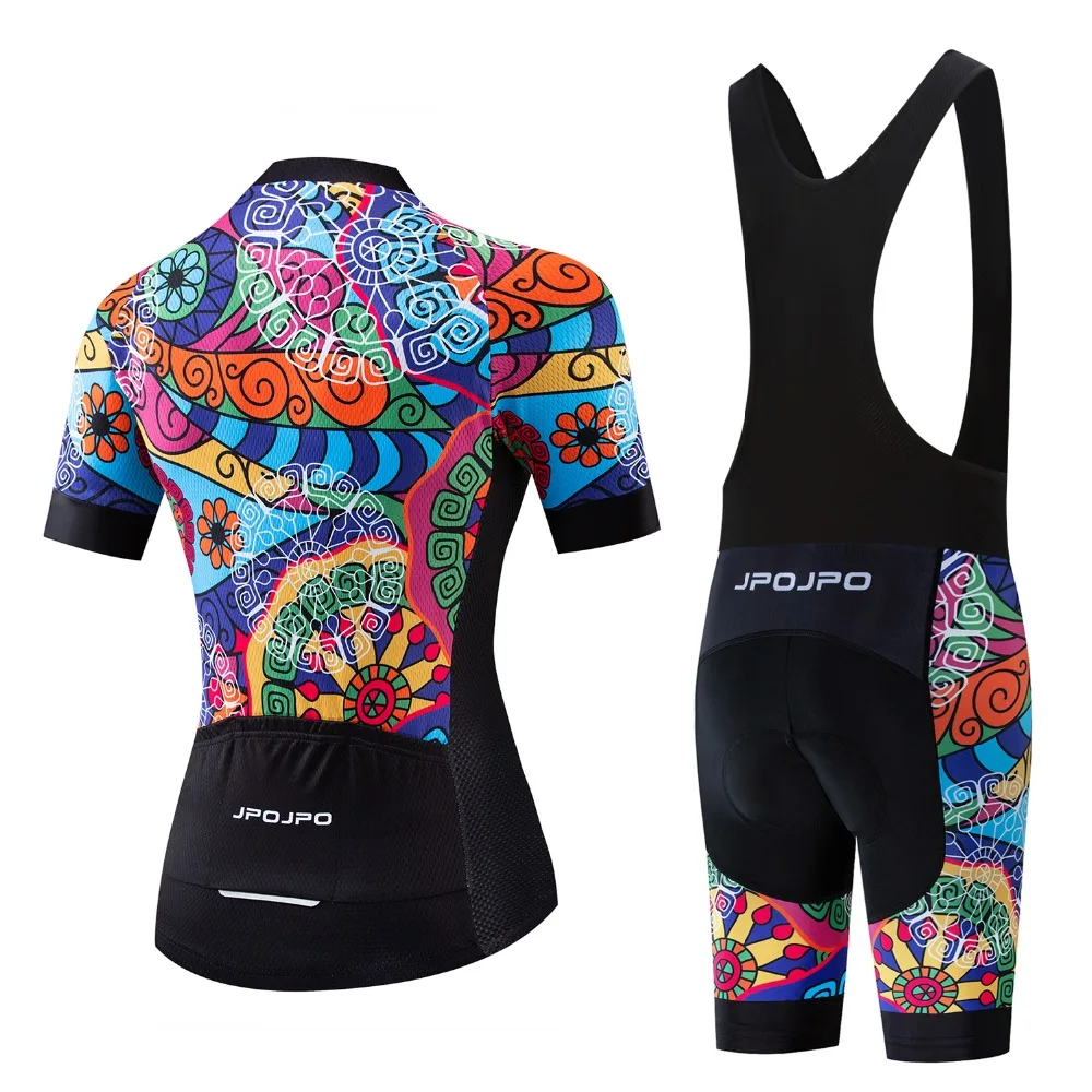 2019 MTB Bike Jersey bib shorts set Ropa Ciclismo maillot Women Cycling jersey Suit bicycle Top shirts Bottom Female wear Blue