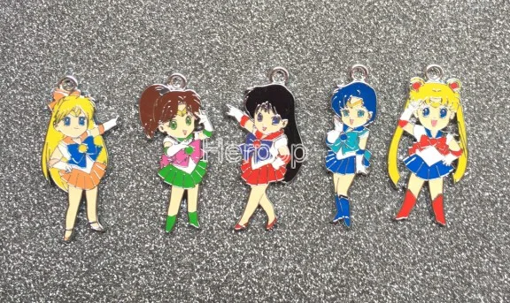 100pcs Cartoon Mix Anime Sailor Moon Beautiful Girl Enamel Metal Charm Pendants Diy Jewelry Making Mobile Phone Accessories T03 Pendants Aliexpress