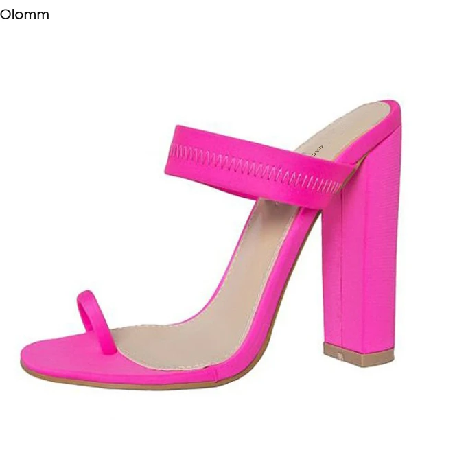 

Olomm Women Mules Sandals Sexy Square High Heels Sandals Open Toe Gorgeous 6 Colors Dress Party Shoes Women US Plus Size 6-9.5