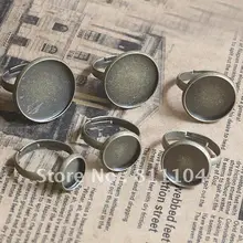 12 мм Регулируемая античная бронза Медь пустой Кепки Pad База палец Кольца настройки DIY Стекло CZ Кабошоны Ювелирных изделий