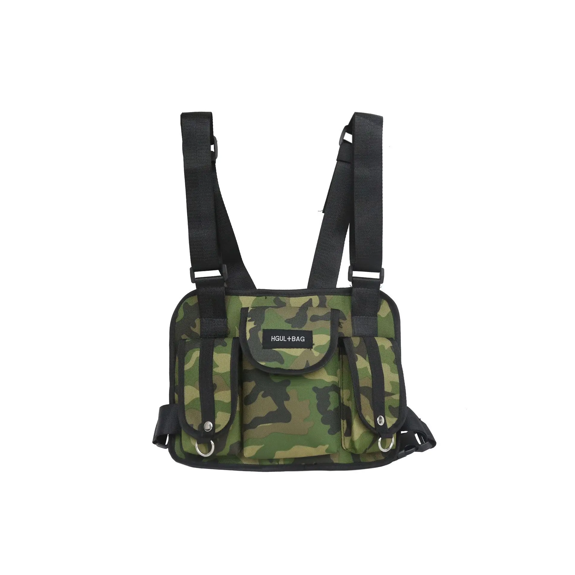 Черная сумка на грудь в стиле хип-хоп, уличная функциональная тактическая сумка на грудь, роскошная сумка на грудь, уличная сумка на талию Kanye West - Цвет: Camouflage
