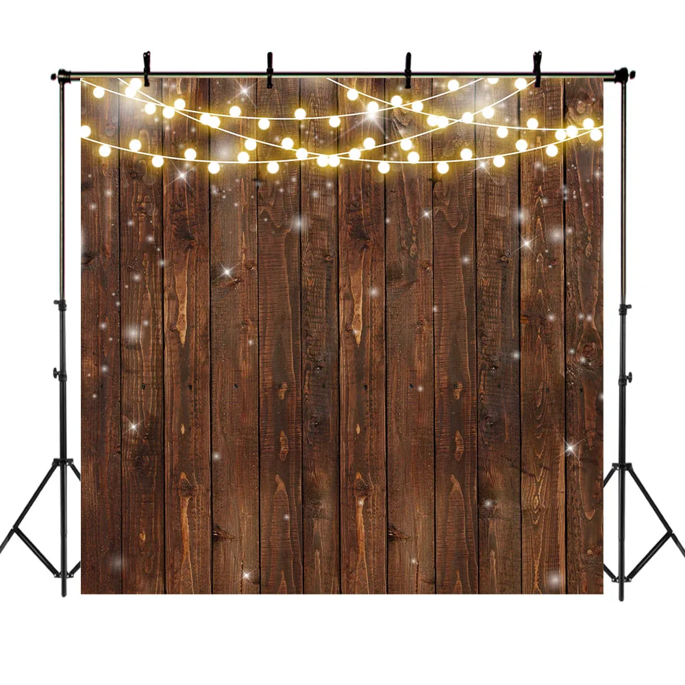 

NeoBack Retro Wood Backdrop Rustic Bright Lights Photography Background Bridal Shower Wedding Birthday Photoshoot Props