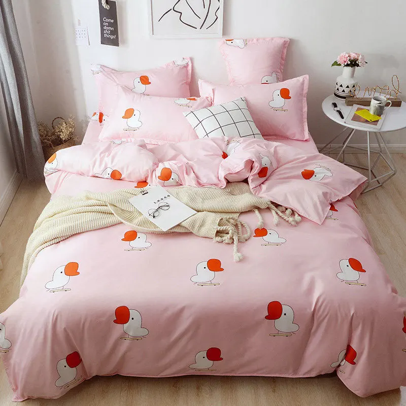 

Cartoon Goose 4pcs Girl Boy Kid Bed Cover Set Duvet Cover Adult Child Bed Sheets And Pillowcases Comforter Bedding Set 2TJ-61023