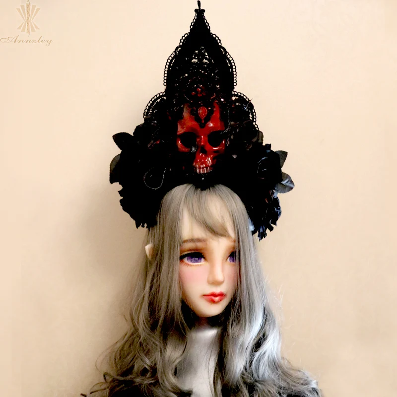 2018 Halloween Gothic Costumes Black Rose Vampire and Snake Skull Handwear Cosplay For Party (4)