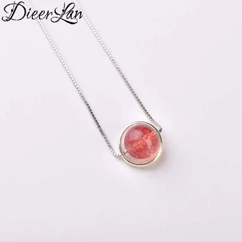 

Summer 925 Sterling Silver Pink Stone Ball Necklaces for Women Gift Lady Statement Necklace Collar Bijoux Fashion Jewelry