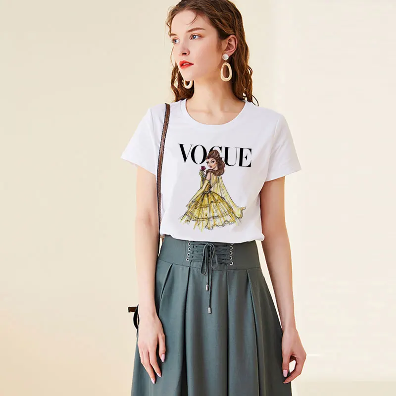 

New Women Clothes 2019 Harajuku Vogue Princess Hipster Aesthetic T Shirt Leisure O-neck White Tshirt Streetwear Female T-shirt