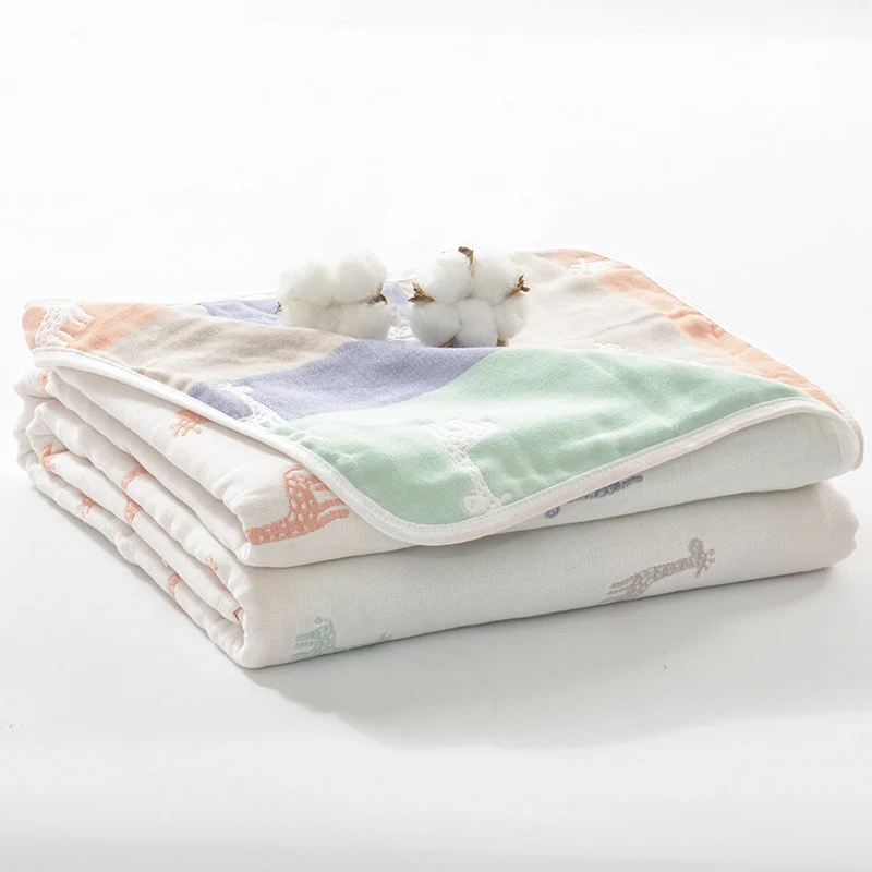 Детское одеяло, Марлевое полотенце, стеганое одеяло, маленькое детское стеганое одеяло, летнее тонкое дышащее одеяло, Хлопковое одеяло для новорожденных - Цвет: Giraffee