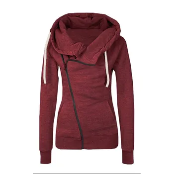 

Solid Hoodies Women Sweatshirts Ladies Long Sleeve Zipper Hooded Sweatshirt Cotton Pullover Chic Tunic Tops Sudaderas Mujer