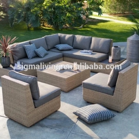 

New design comfortable garden furniture large couch wicker sofa set for sale
