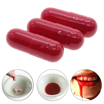 

New 3 Fake Blood Pill Capsules Horror Funny Halloween Joke Prank Trick