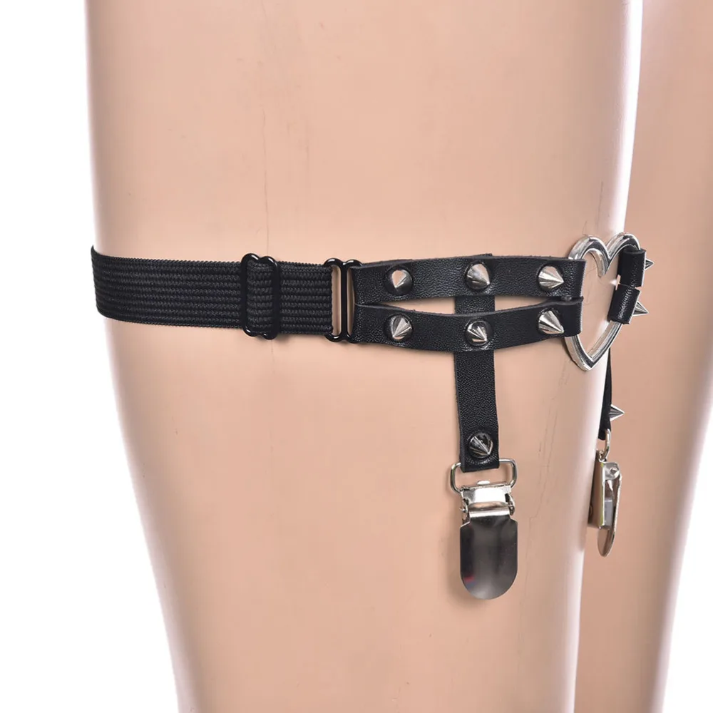 2017 Harajuku Women Punk Leg Ring Thigh Harness Heart Garter Rock Pub Girl Garter Belt Rivets Adjustable Size for women 2017 Harajuku Women Punk Leg Ring Thigh Harness Heart Garter Rock Pub Girl Garter Belt Rivets Adjustable Size for women