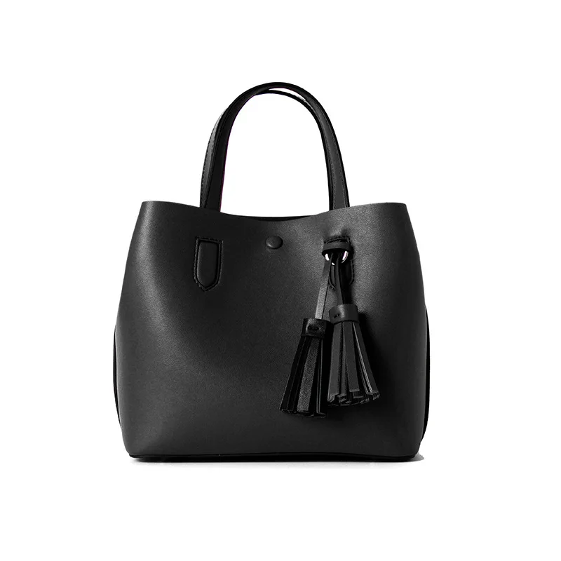 LOEIL Bag female tide Korean version of the wild small bag shoulder Messenger bag female tassel bucket leather handbag LOEIL Bag female tide Korean version of the wild small bag shoulder Messenger bag female tassel bucket leather handbag