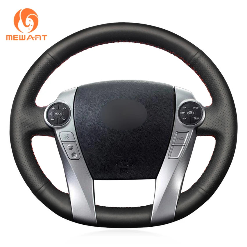 MEWANT Black Artificial Leather Car Steering Wheel Cover Braid for Toyota Prius 30 XW30 Prius + C Prius V Aqua 2011 2012-2020