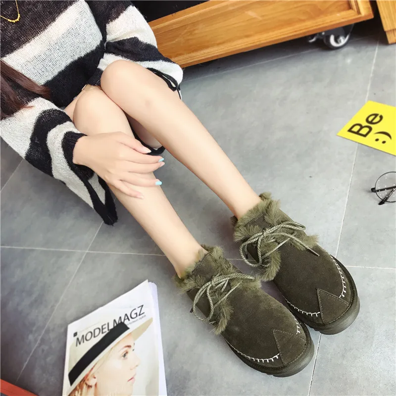 

Cross-tied Shallow Rome Women Snow Boots Round Toe Fur Low Fashion Warm Boots Low Casual Flat With Retro Flock Winter Shoes