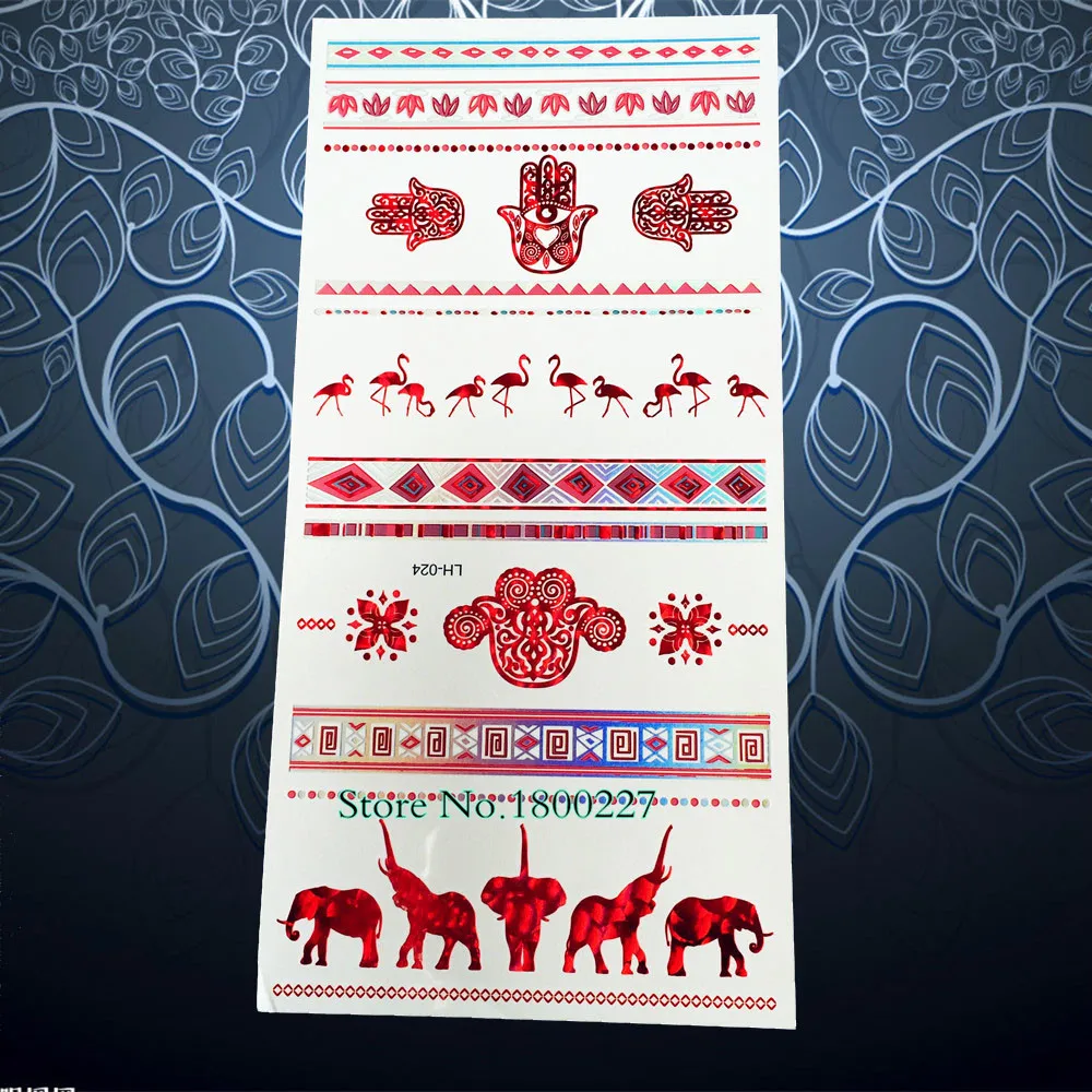 Модные Индийские Тотем хамса руки временная татуировка красное золото