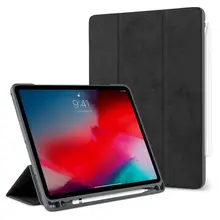 Capa para ipad pro 12.9 com suporte de caneta, 2018 2017 premium de couro pu macio, ipad pro 2015 12.9 2018 capa + película + caneta