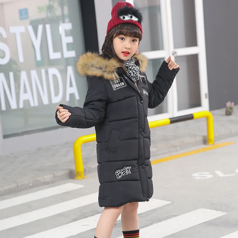

Fashion 2017 Warm Kids Down Jacket for Girl Children's Cold Winter Jackets Boys Coat Long Pattern Child Girls Clothes Parka -30