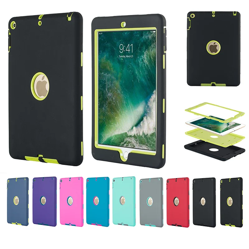 

New Fashion Case for iPad 2 3 4 5 6 TPU Cover Military Quality Cover All-Around Protection Black Case for for iPad Air 1 Air 2