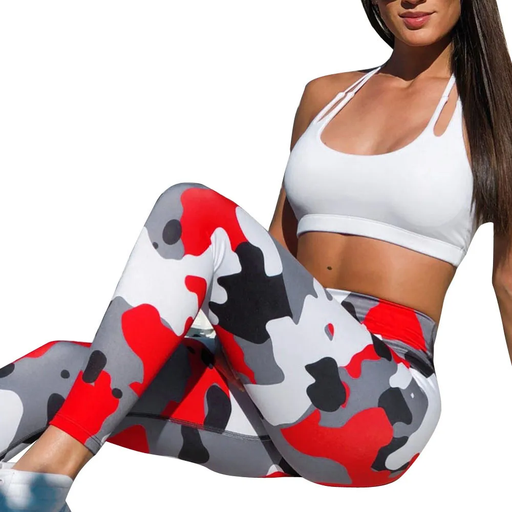 Women Camouflage Running Pants Gym Workout Fitness Clothes Sport Wear