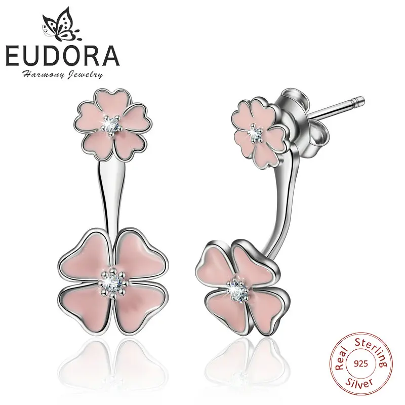 Серьги EUDORA из стерлингового серебра 925 пробы с розовыми цветами романтические
