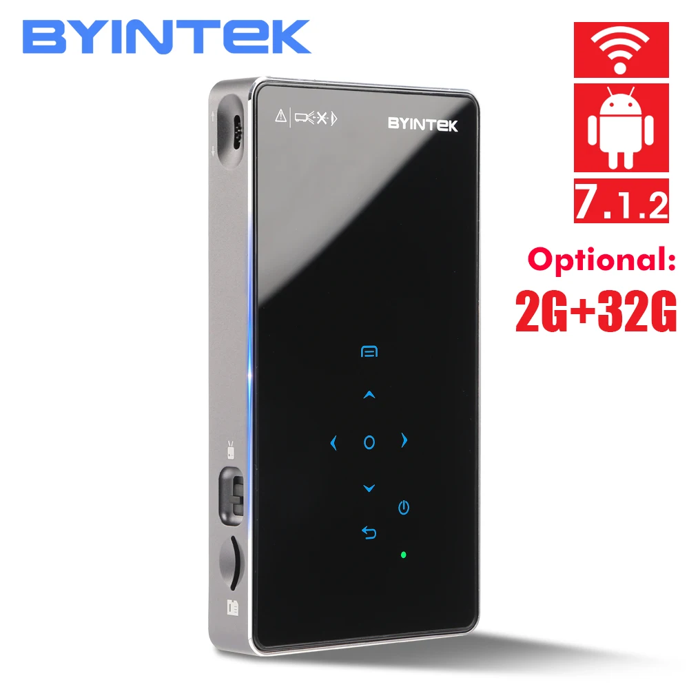BYINTEK UFO P9 (P8I) الروبوت 7.1 OS بيكو جيب HD المحمولة مايكرو WIFI بلوتوث البسيطة LED DLP العارض مع البطارية