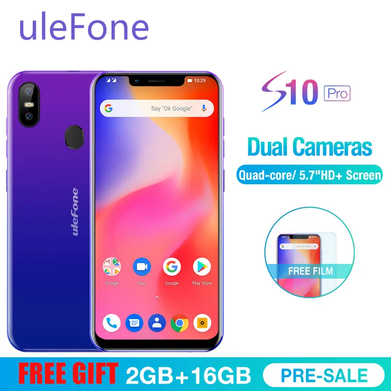 

Ulefone S10 Pro Mobile Phone Android 8.1 5.7 inch MT6739WA Quad Core 2GB RAM 16GB ROM 16MP+5MP Rear Dual Camera 4G Smartphone