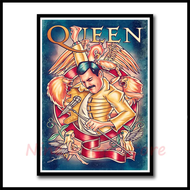 Queen Rock Music постер с покрытием, бумажные постеры для бара кафе, домашний Декор, живопись, наклейка на стену, без рамки