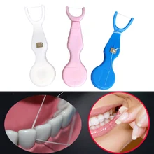 1 шт. 30 м зубная нить с держателем для чистки зубов инструмент для зубов Уход за полостью рта зуб ABS+ нейлон легко ходить стандартная нить