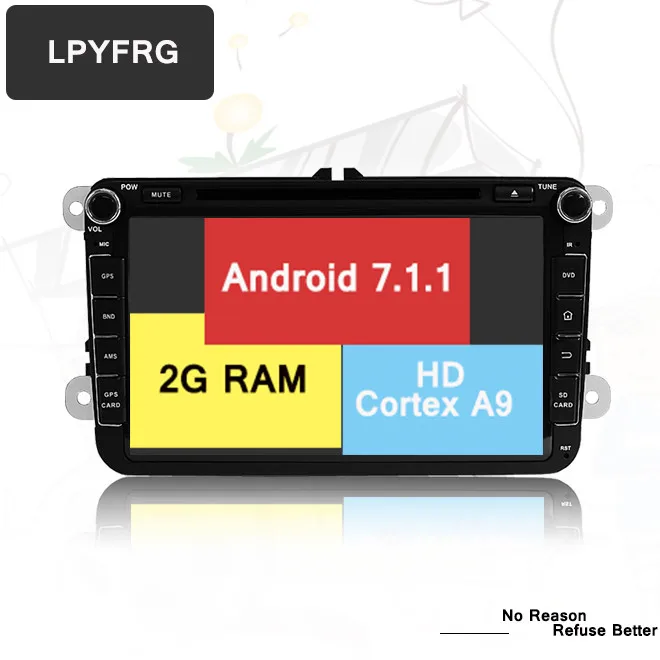 Sale LPYFRG 8inch 2GB Octa Core Android 7.1 Car DVD GPS for VW Magotan/Caddy/Passat/Sagitar/Tiguan/Touran/Jetta/Seat/CC/Polo/Golf 1